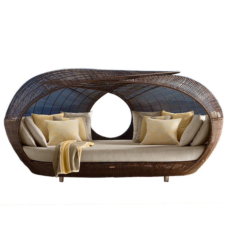 Outdoor Furniture For Sale - Плетеная полукруглая кушетка из ротанга для
