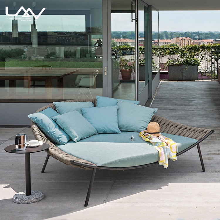 Outdoor Daybed Furniture - Современная уличная плетеная кровать-софа для сада,
